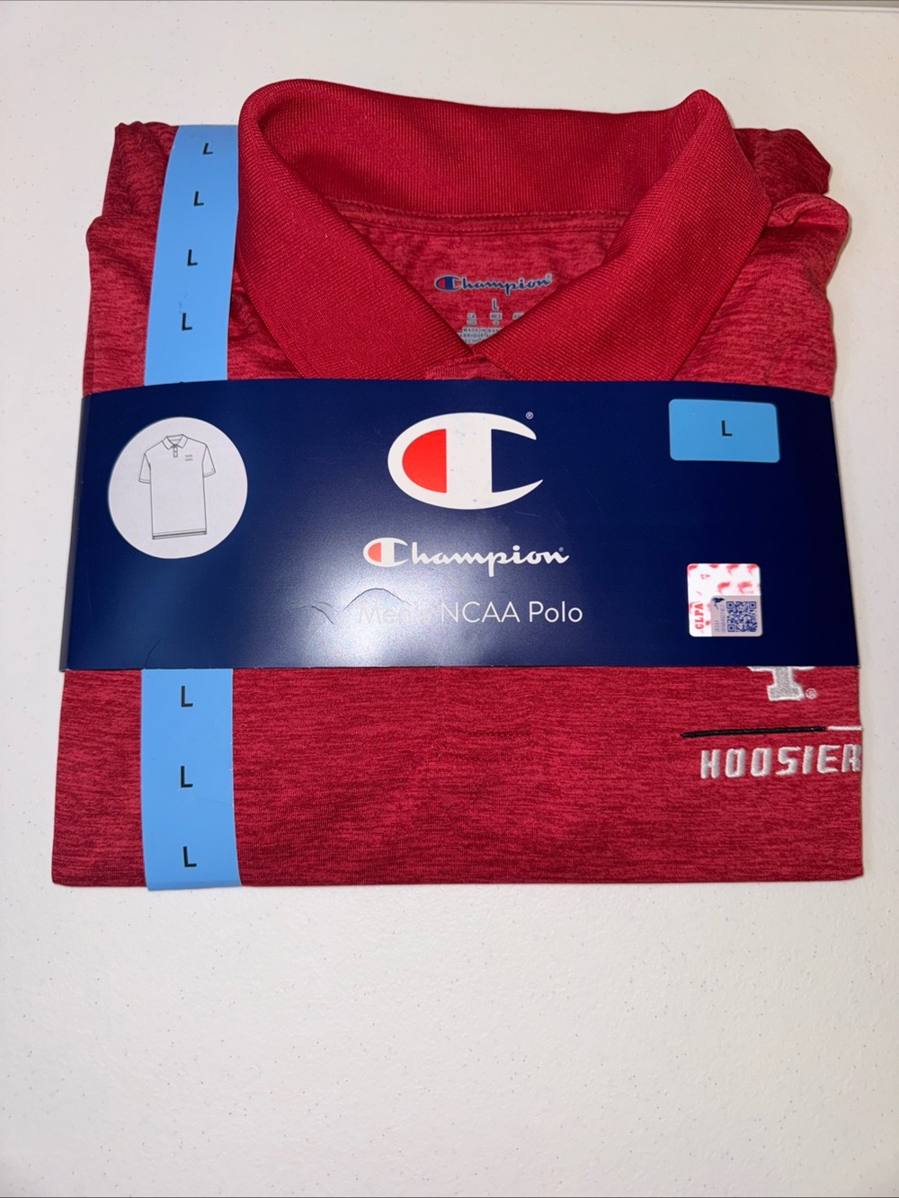New Champion Red NCAA Indiana Hoosiers Polo shirt size large